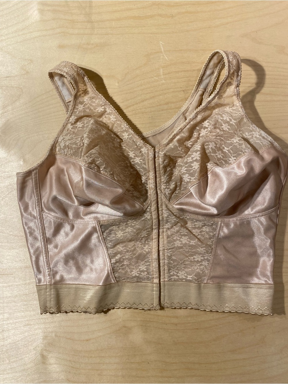 Exquisite Form Women's Longline Lace Satin Bra - Nude 44DD (RK)